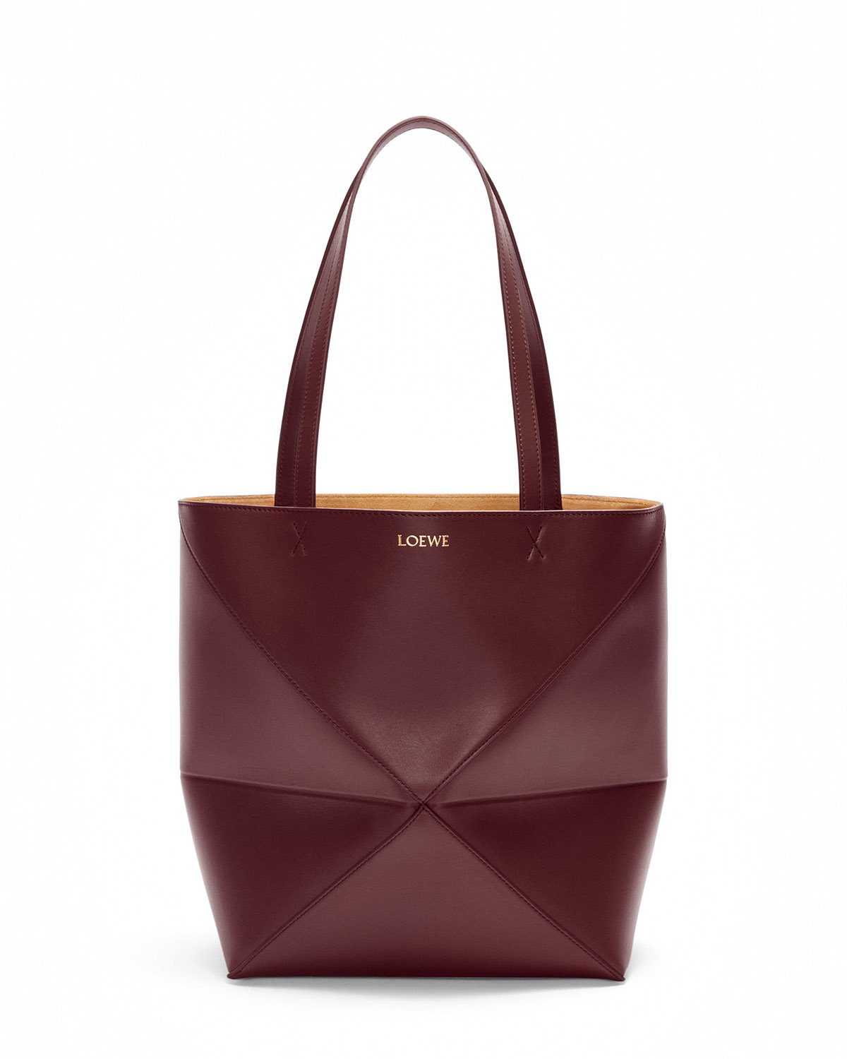 LOEWE Medium Puzzle Fold Tote Bag In Calfskin - Dark Burgundy