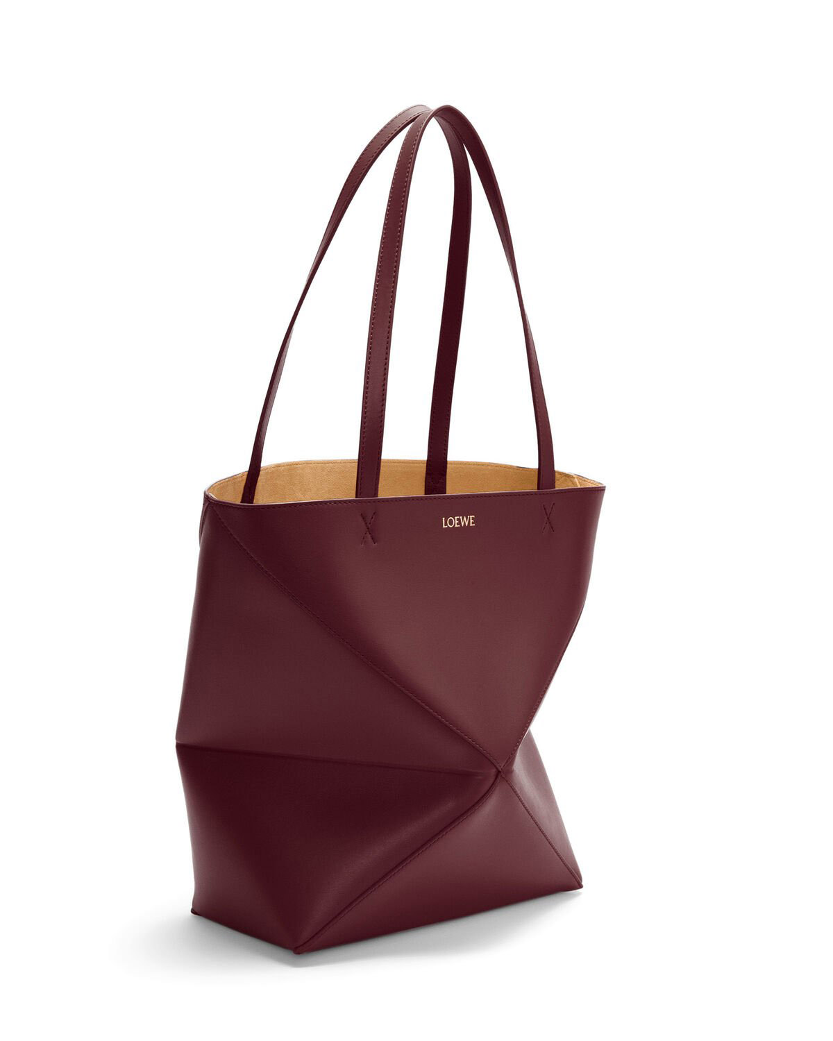 LOEWE Medium Puzzle Fold Tote Bag In Calfskin - Dark Burgundy