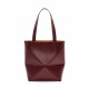 LOEWE Medium Puzzle Fold Tote Bag In Calfskin - Dark Burgundy