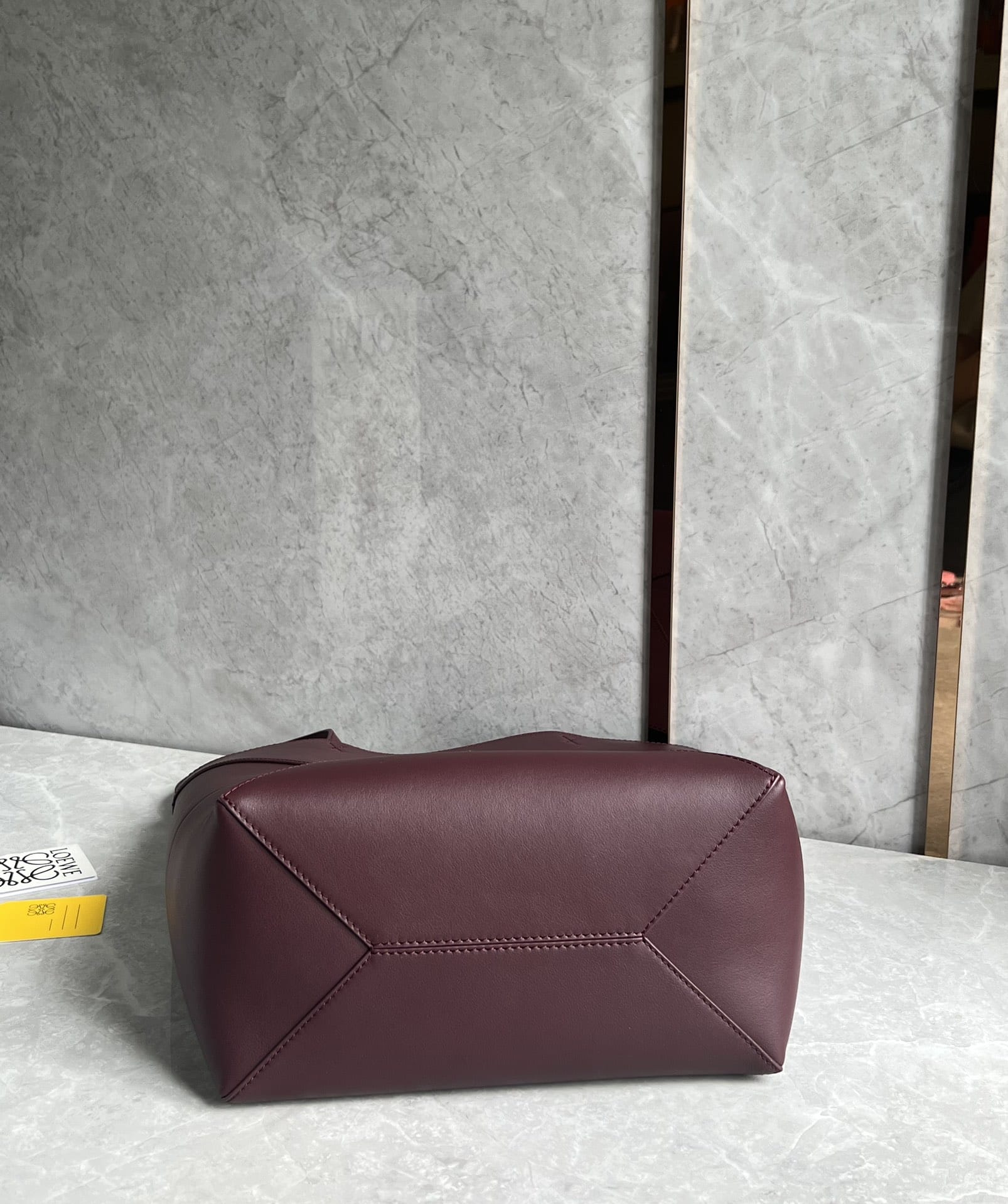 LOEWE Medium Puzzle Fold Tote Bag In Calfskin - Dark Burgundy