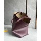 LOEWE Medium Puzzle Fold Tote Bag In Calfskin - Dark Burgundy