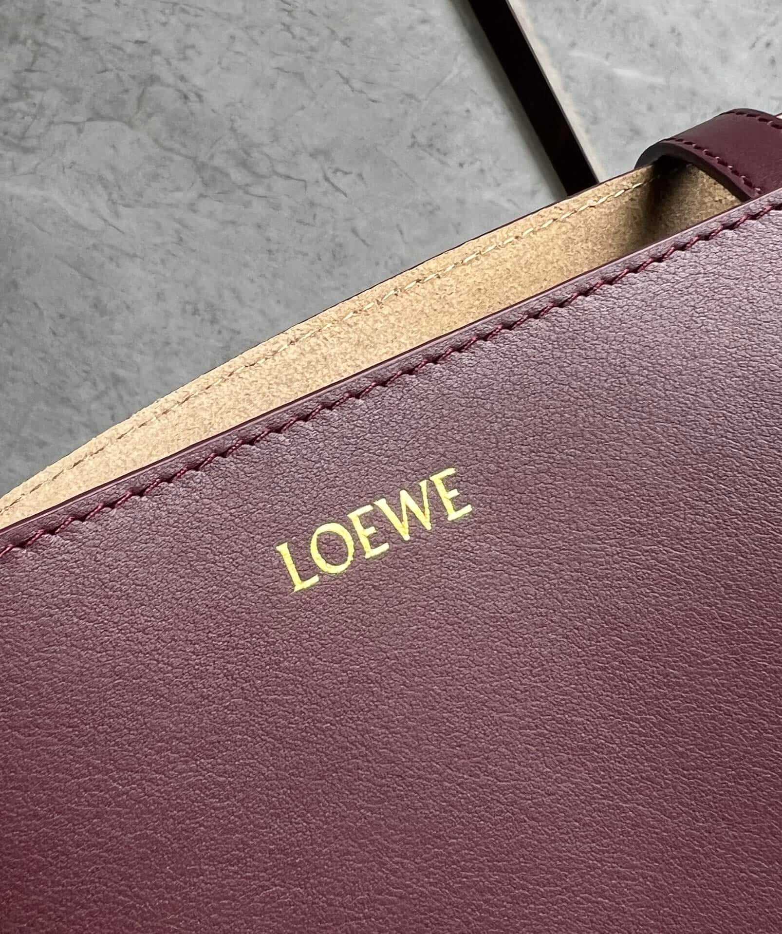 LOEWE Medium Puzzle Fold Tote Bag In Calfskin - Dark Burgundy