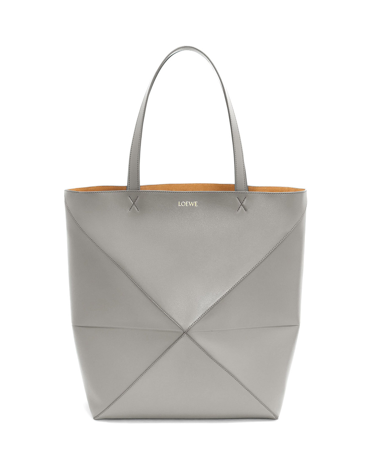 LOEWE XL Puzzle Fold Tote Bag In Calfskin - Pearl Grey