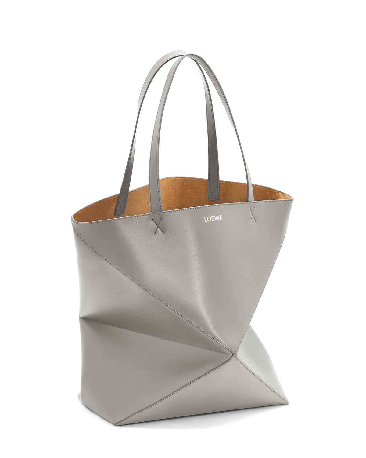 LOEWE XL Puzzle Fold Tote Bag In Calfskin - Pearl Grey