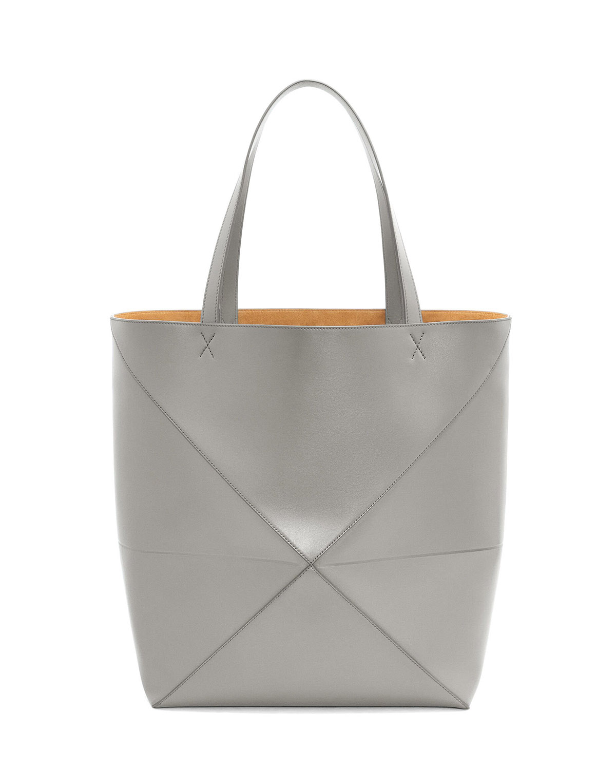 LOEWE XL Puzzle Fold Tote Bag In Calfskin - Pearl Grey