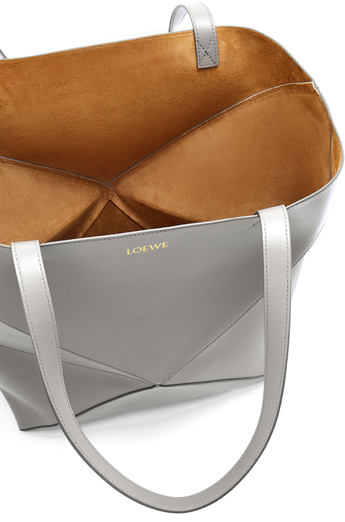 LOEWE XL Puzzle Fold Tote Bag In Calfskin - Pearl Grey