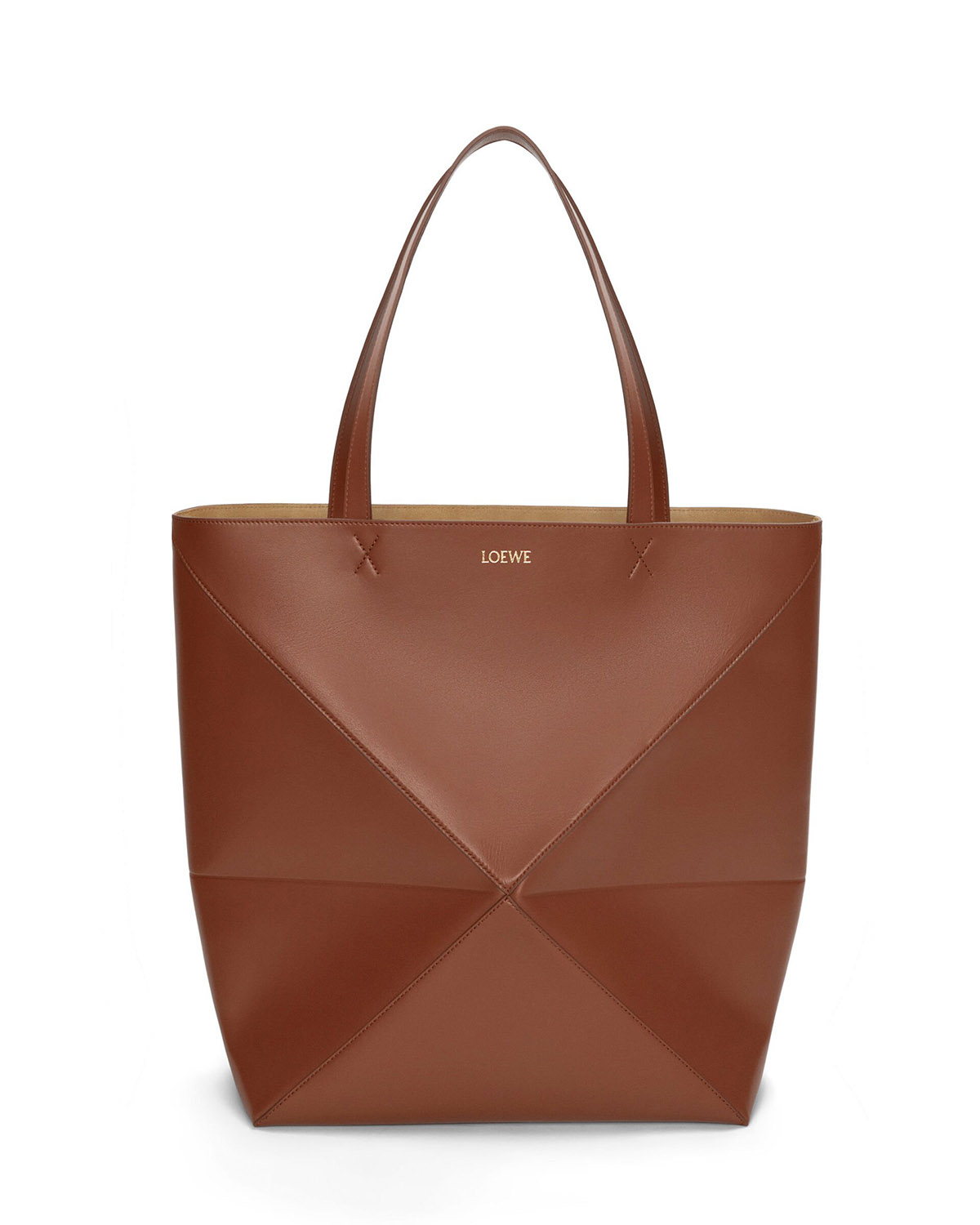 LOEWE XL Puzzle Fold Tote Bag In Calfskin - Brownie