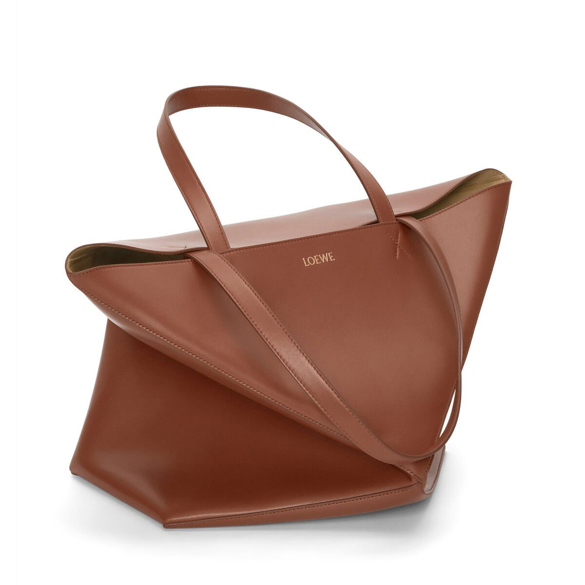 LOEWE XL Puzzle Fold Tote Bag In Calfskin - Brownie