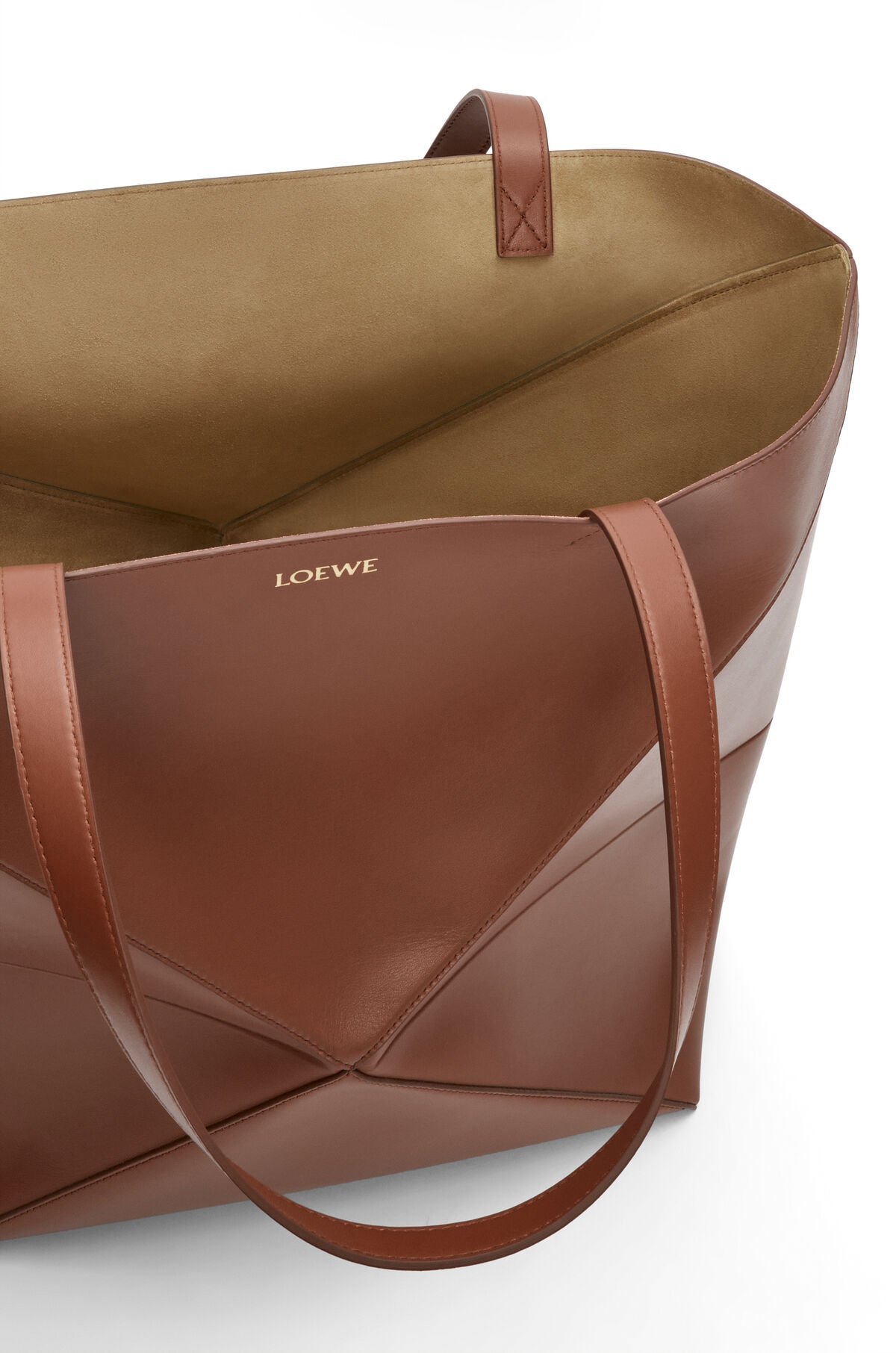 LOEWE XL Puzzle Fold Tote Bag In Calfskin - Brownie