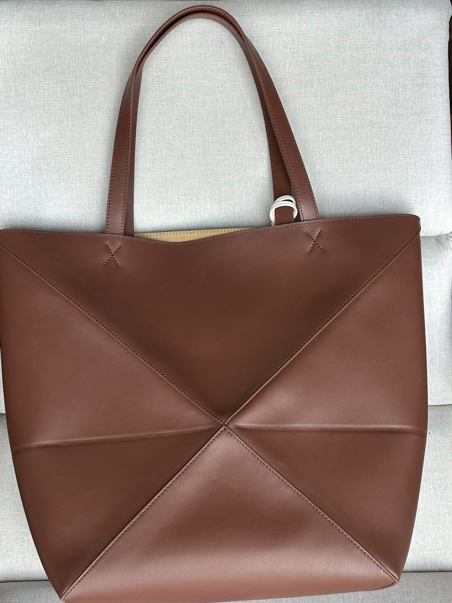 LOEWE XL Puzzle Fold Tote Bag In Calfskin - Brownie