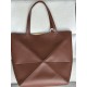 LOEWE XL Puzzle Fold Tote Bag In Calfskin - Brownie