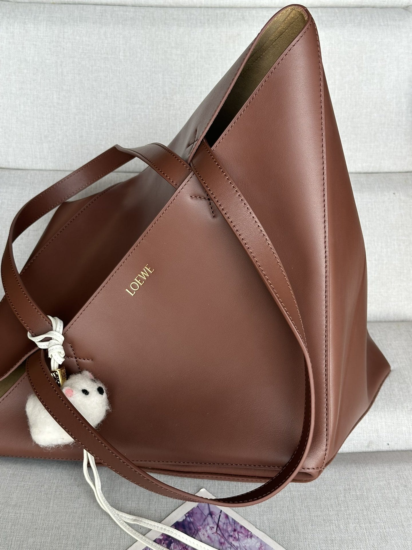 LOEWE XL Puzzle Fold Tote Bag In Calfskin - Brownie