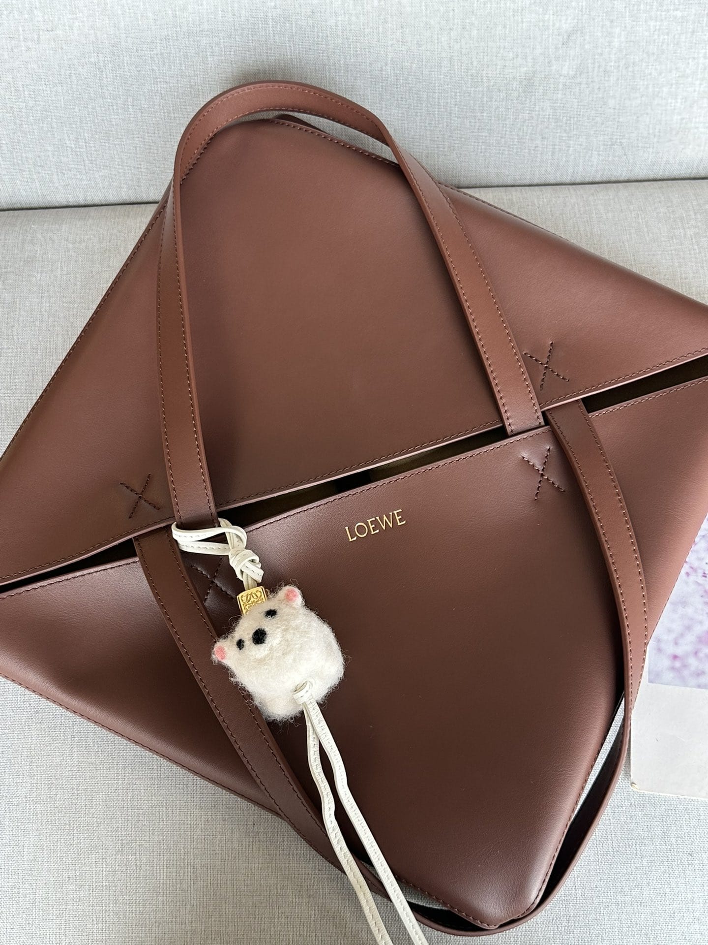 LOEWE XL Puzzle Fold Tote Bag In Calfskin - Brownie