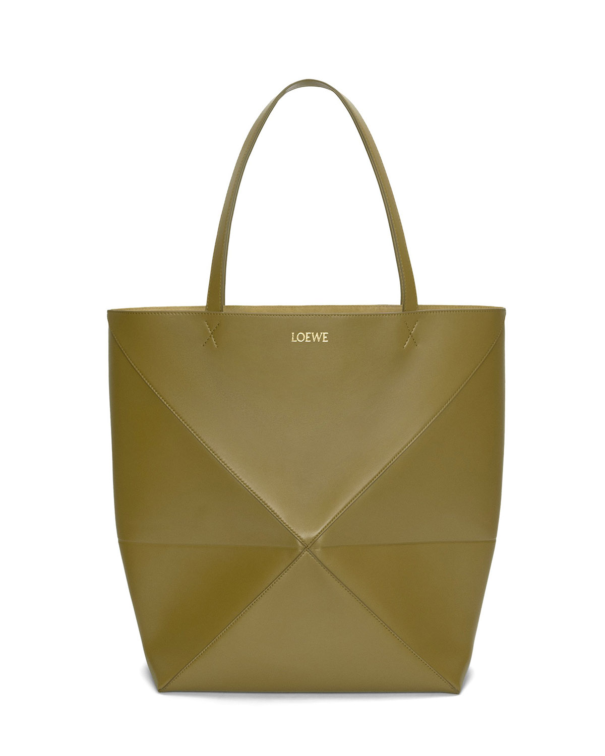 LOEWE XL Puzzle Fold Tote Bag In Calfskin - Olive