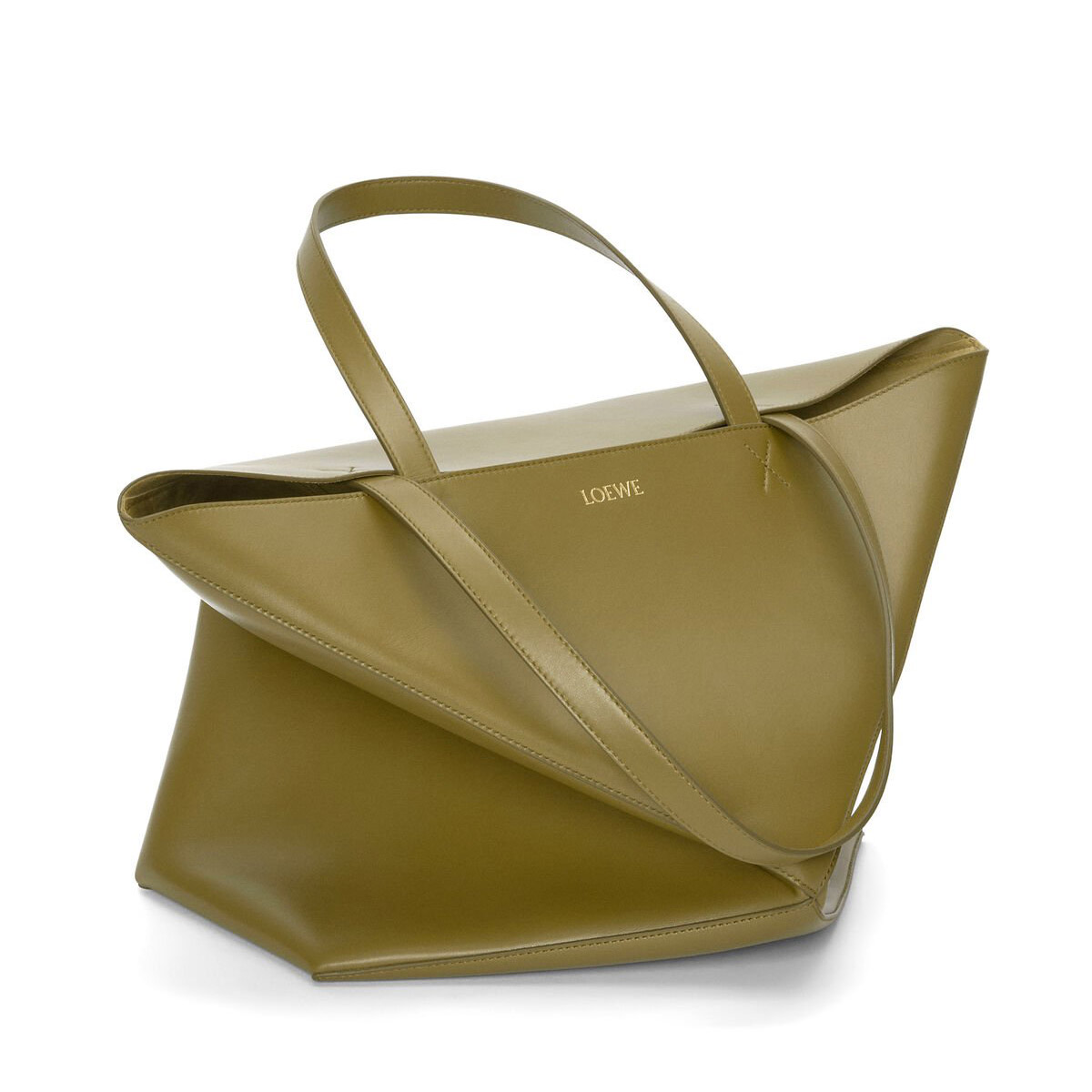 LOEWE XL Puzzle Fold Tote Bag In Calfskin - Olive