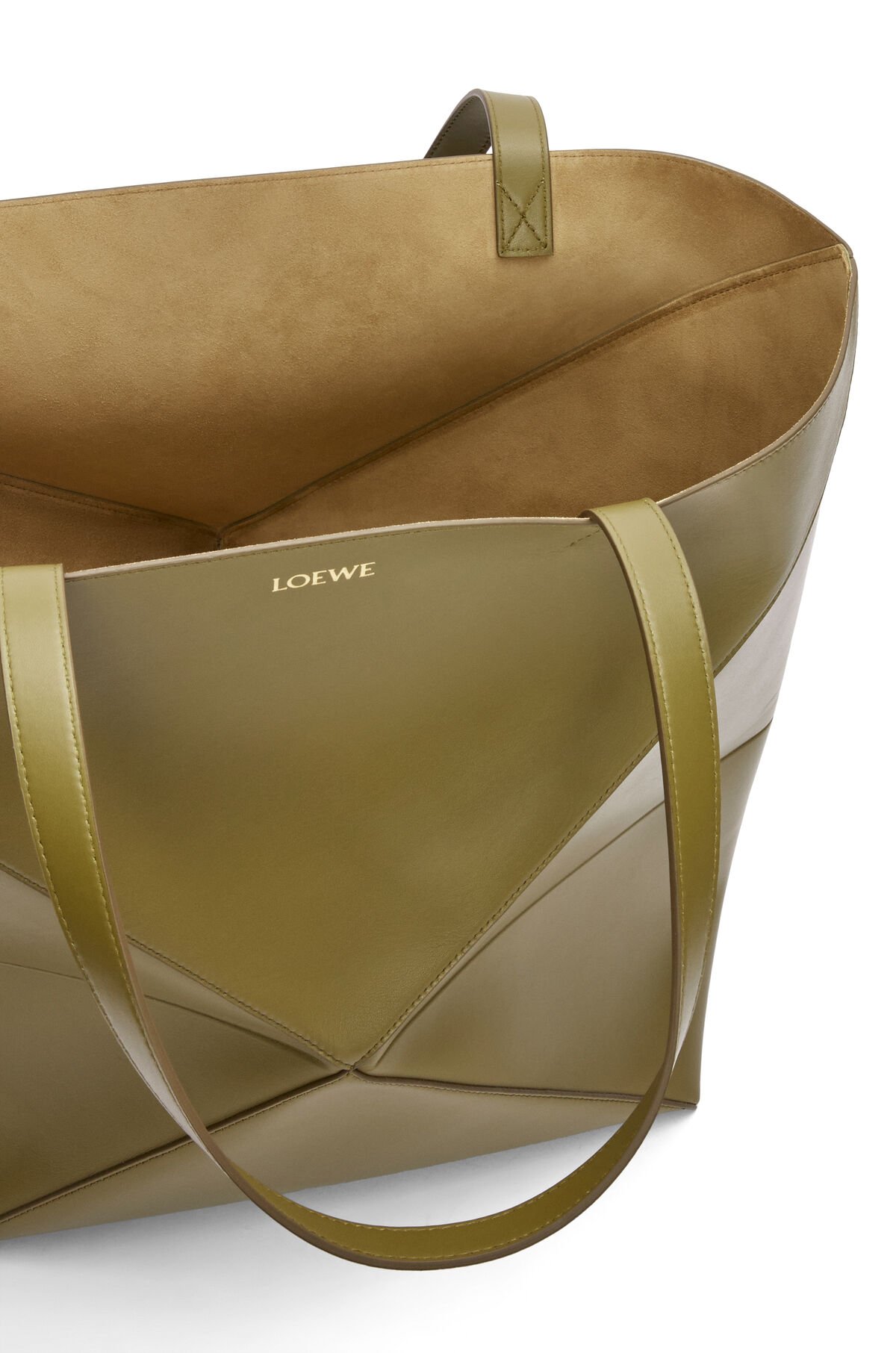 LOEWE XL Puzzle Fold Tote Bag In Calfskin - Olive