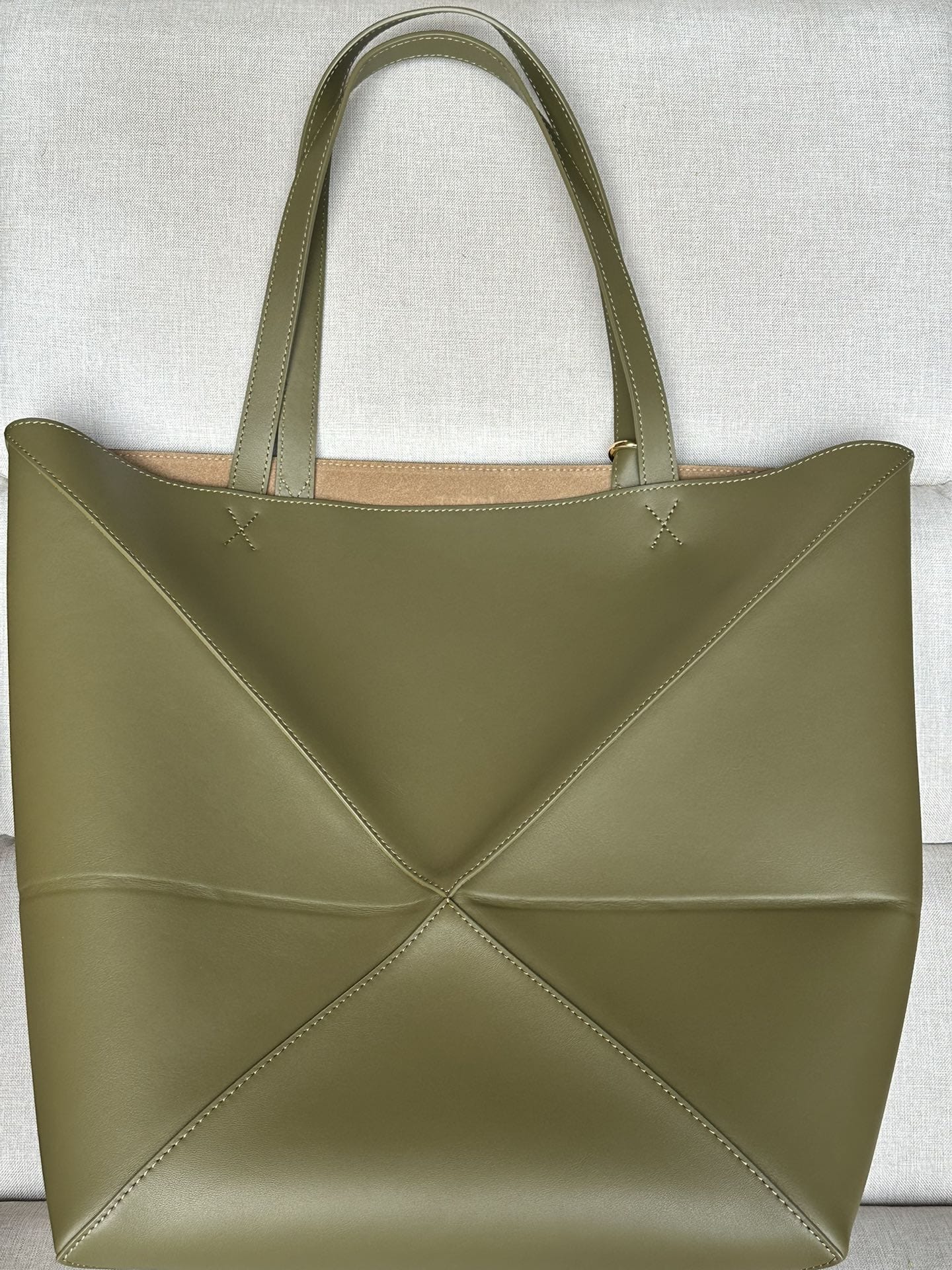 LOEWE XL Puzzle Fold Tote Bag In Calfskin - Olive