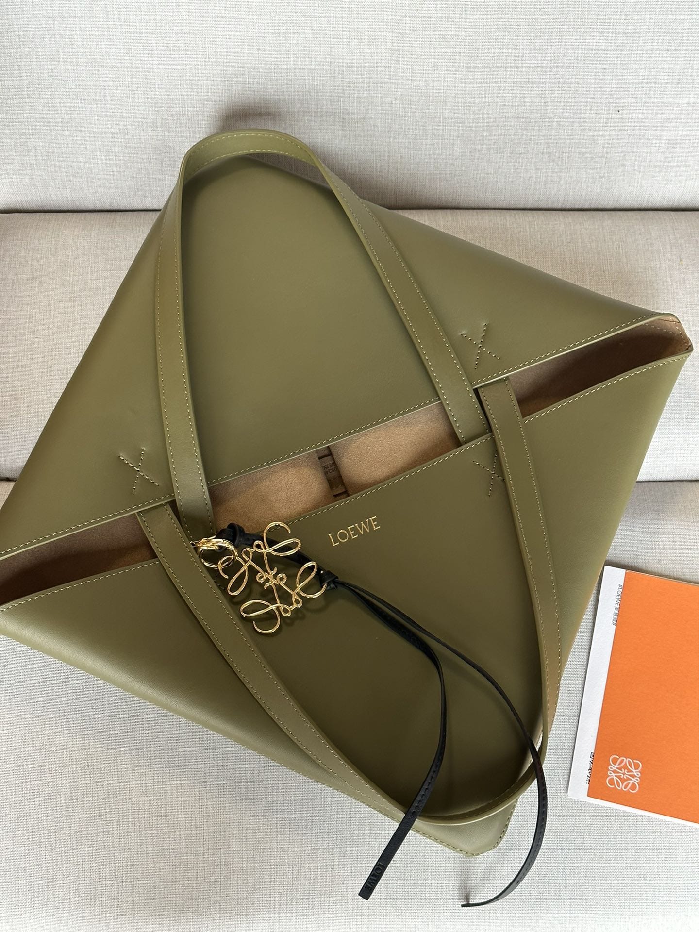 LOEWE XL Puzzle Fold Tote Bag In Calfskin - Olive