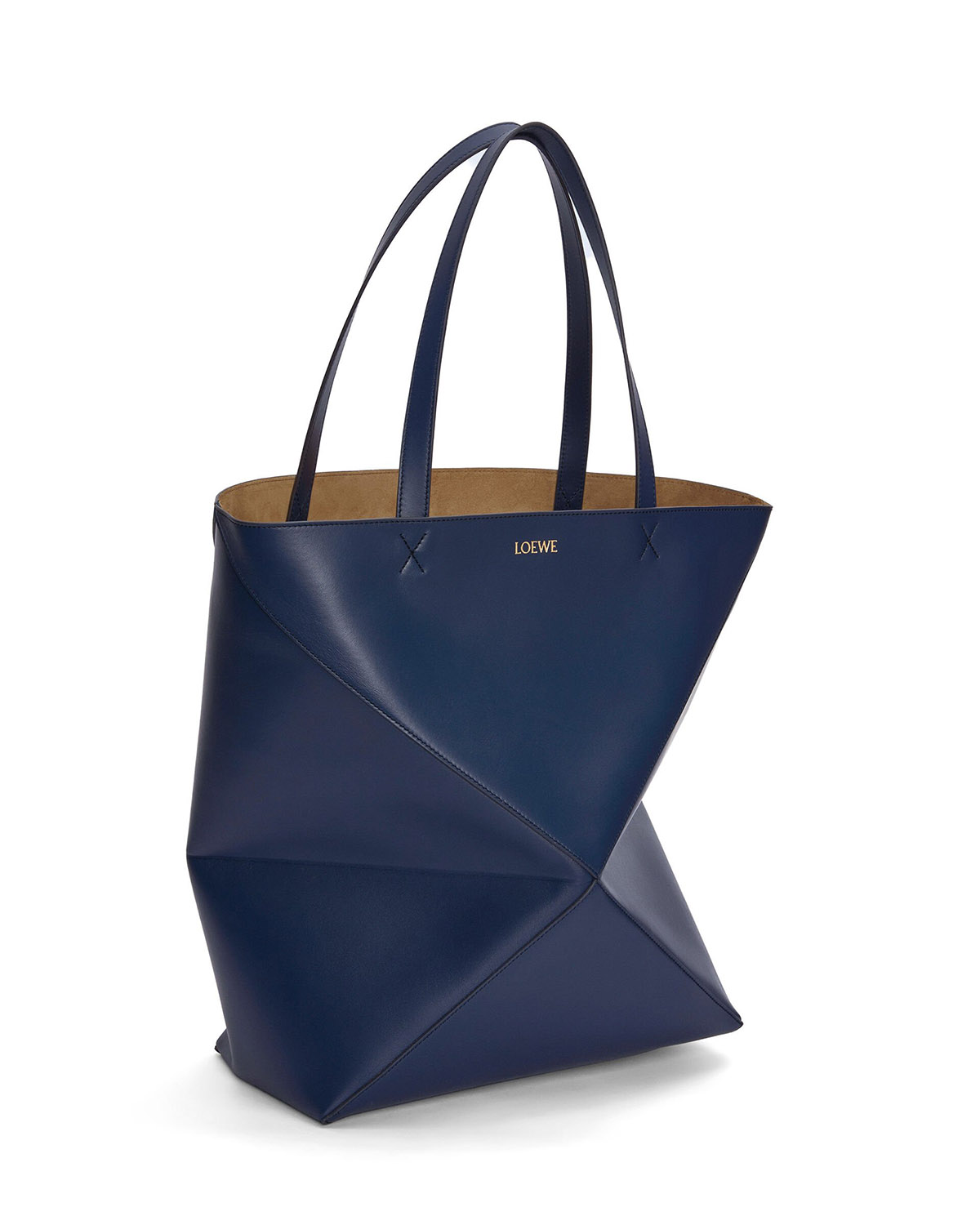 LOEWE XL Puzzle Fold Tote Bag In Calfskin - Abyss Blue