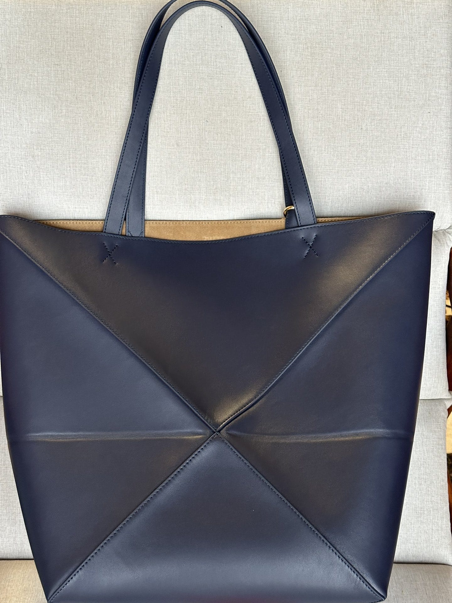 LOEWE XL Puzzle Fold Tote Bag In Calfskin - Abyss Blue