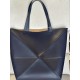 LOEWE XL Puzzle Fold Tote Bag In Calfskin - Abyss Blue