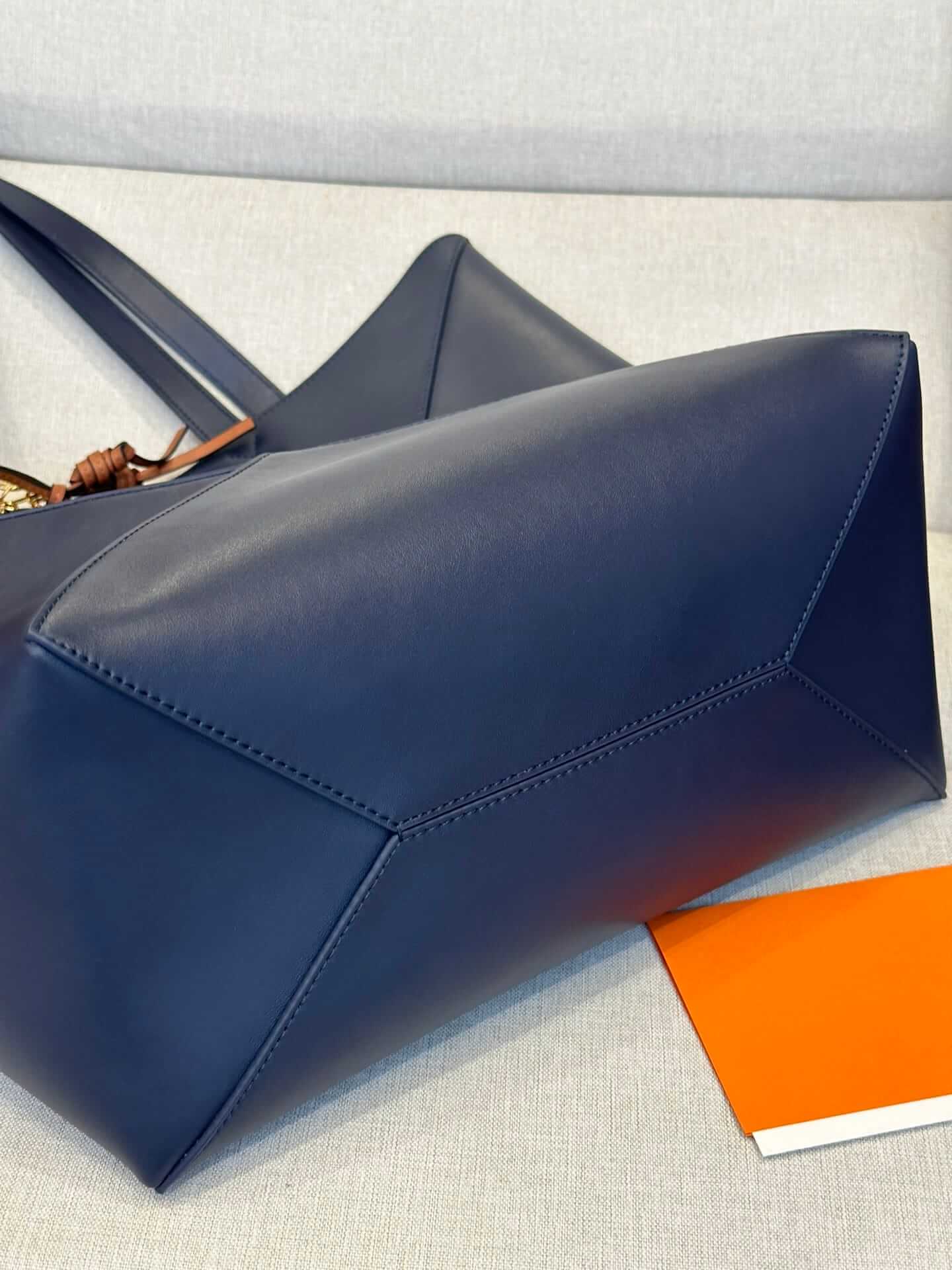 LOEWE XL Puzzle Fold Tote Bag In Calfskin - Abyss Blue