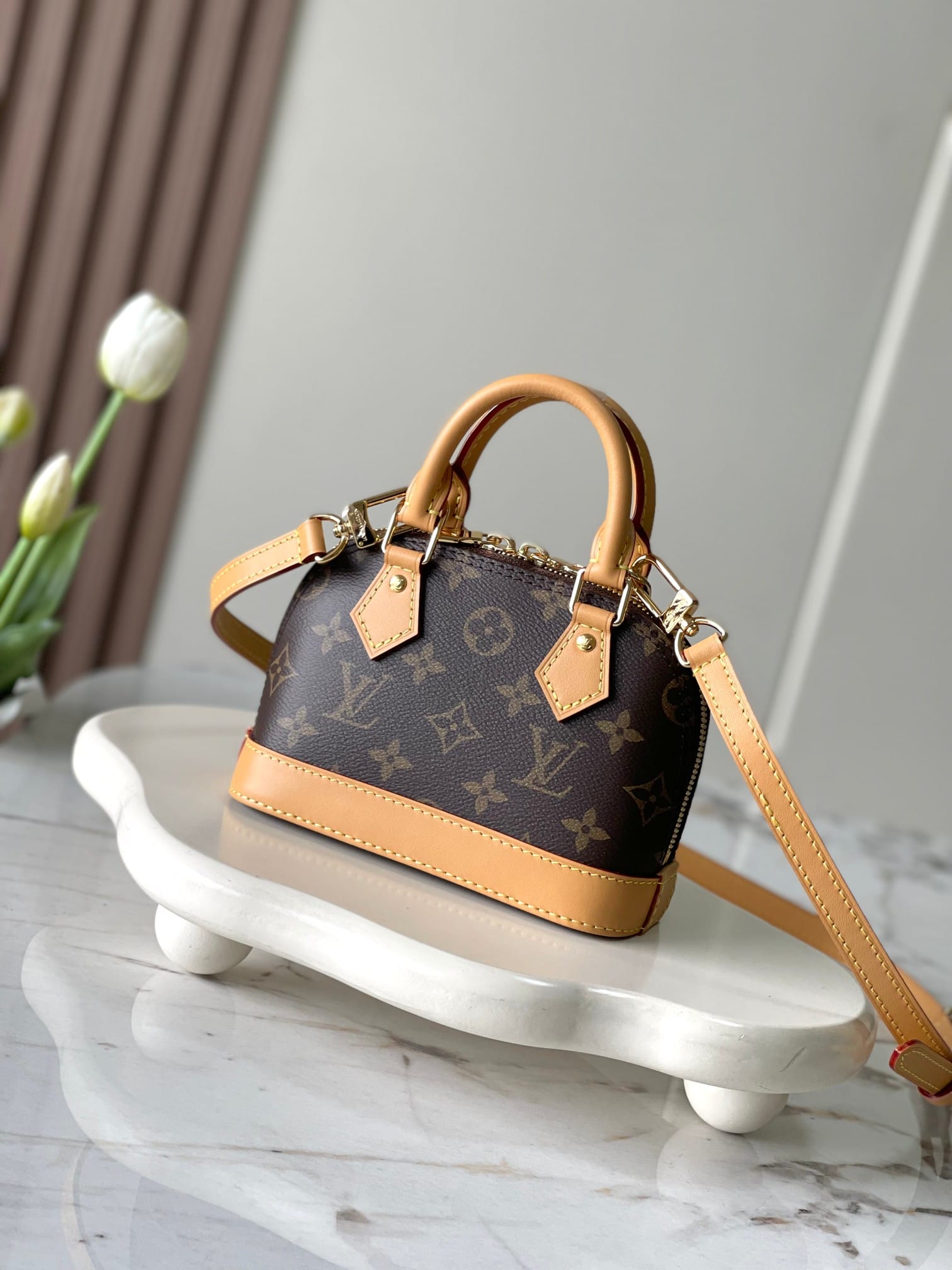 Louis Vuitton Nano Alma Handbag in Monogram Coated Canvas