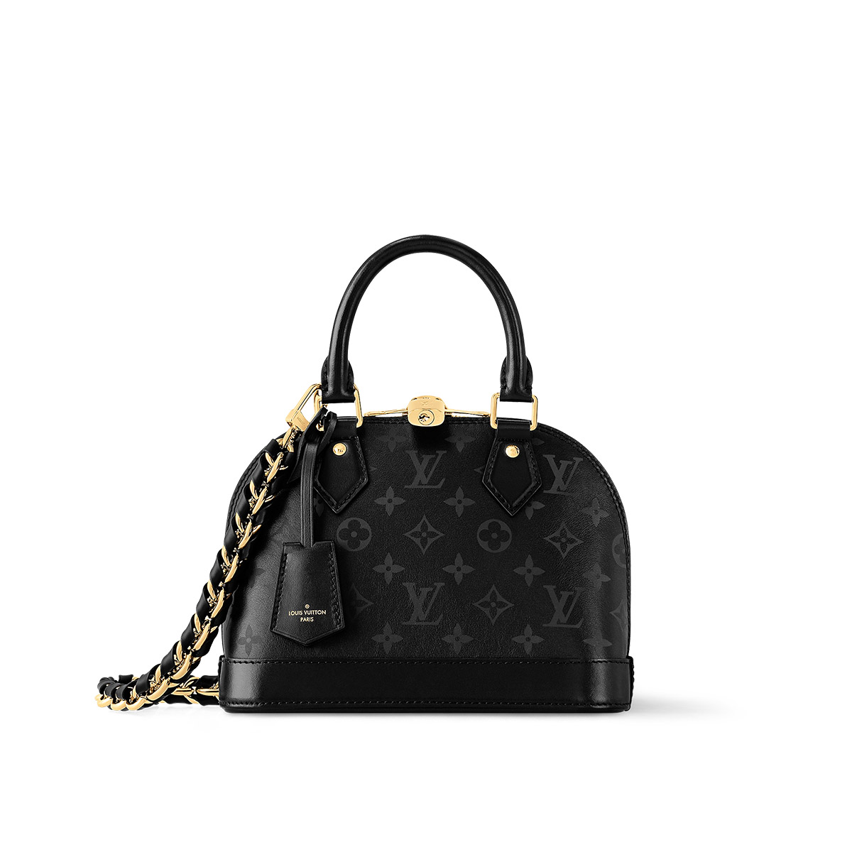 Louis Vuitton Alma BB Handbag in Smooth Calfskin - Black & Monogram