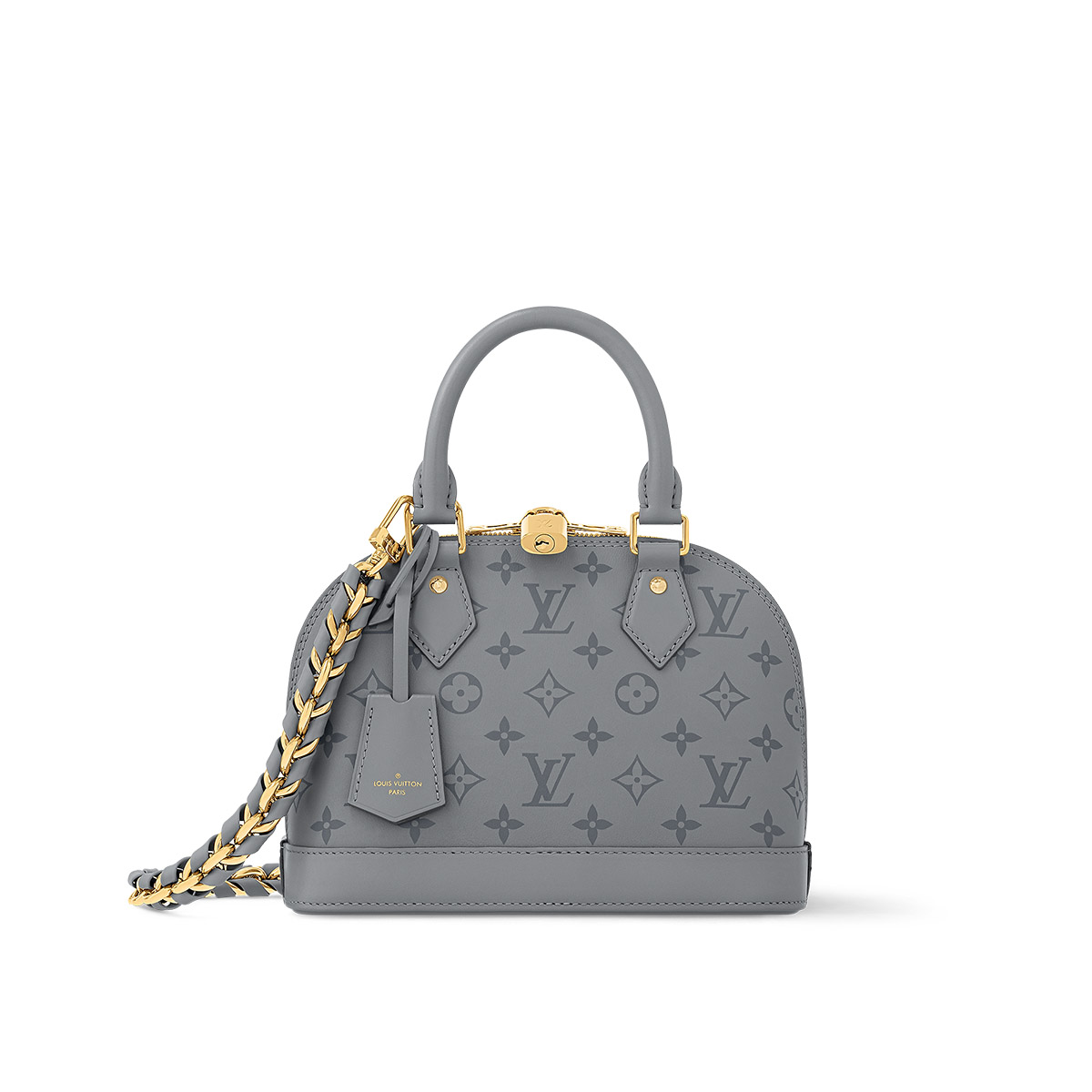 Louis Vuitton Alma BB Handbag in Smooth Calfskin - Grey & Monogram