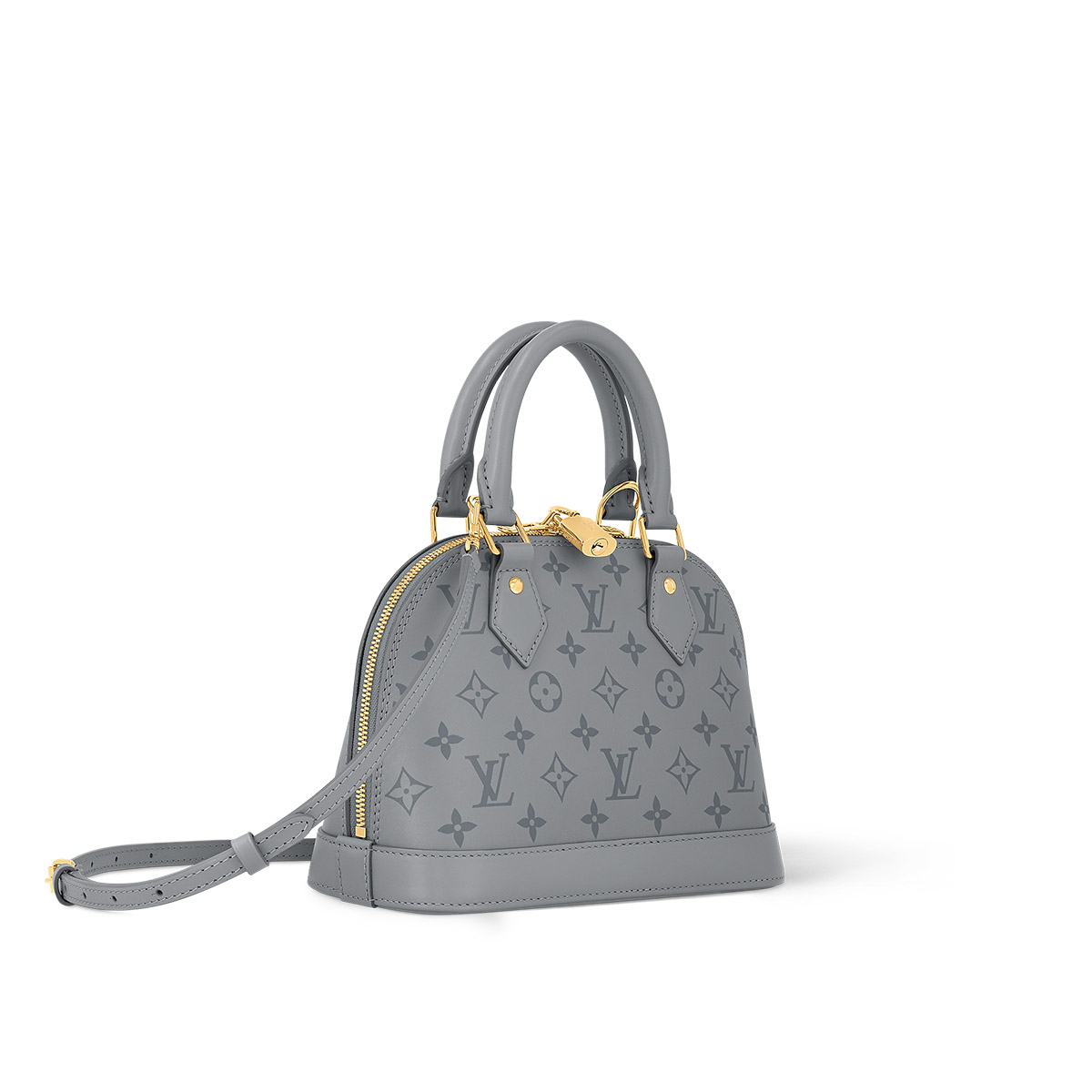 Louis Vuitton Alma BB Handbag in Smooth Calfskin - Grey & Monogram