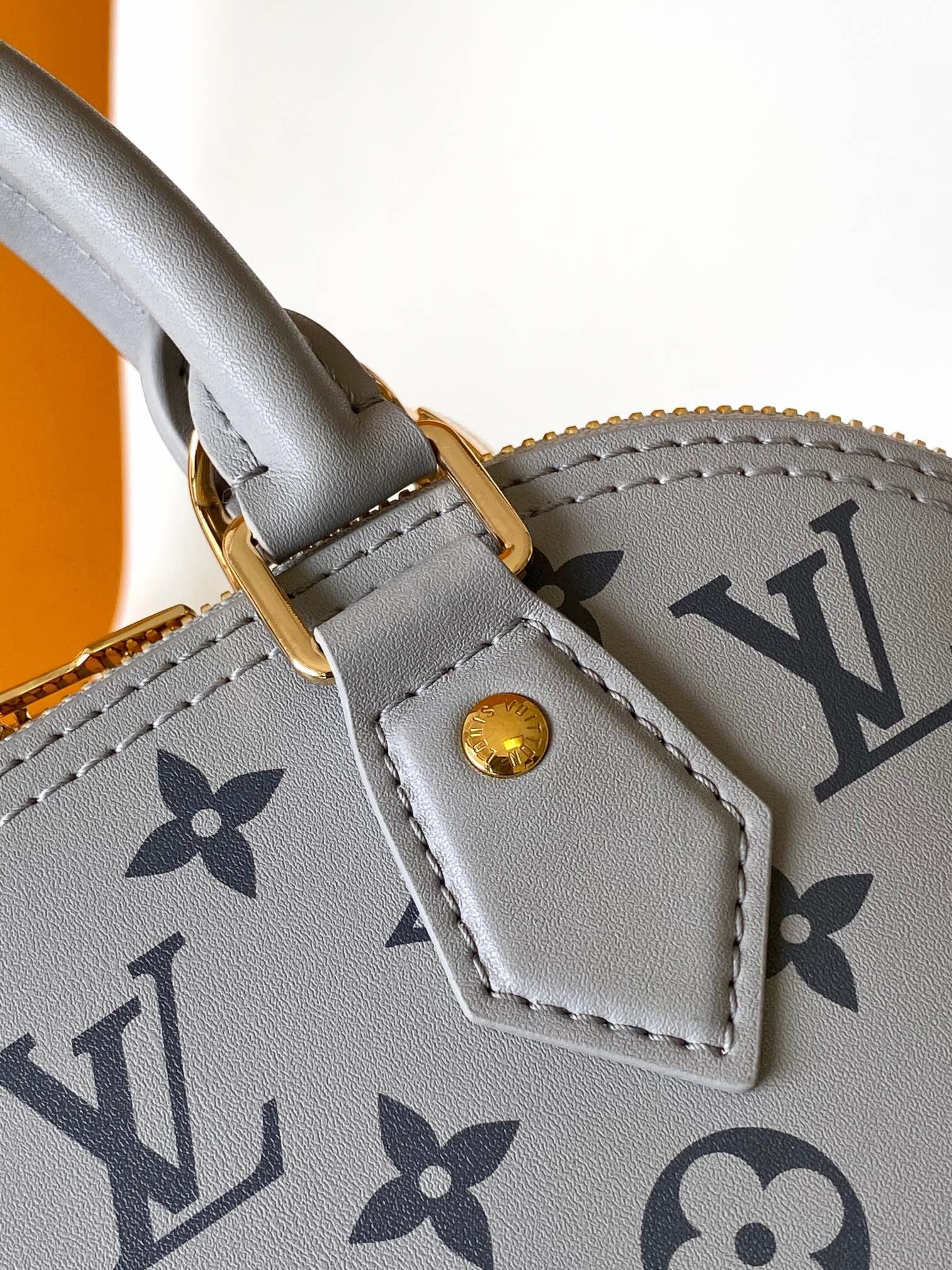 Louis Vuitton Alma BB Handbag in Smooth Calfskin - Grey & Monogram