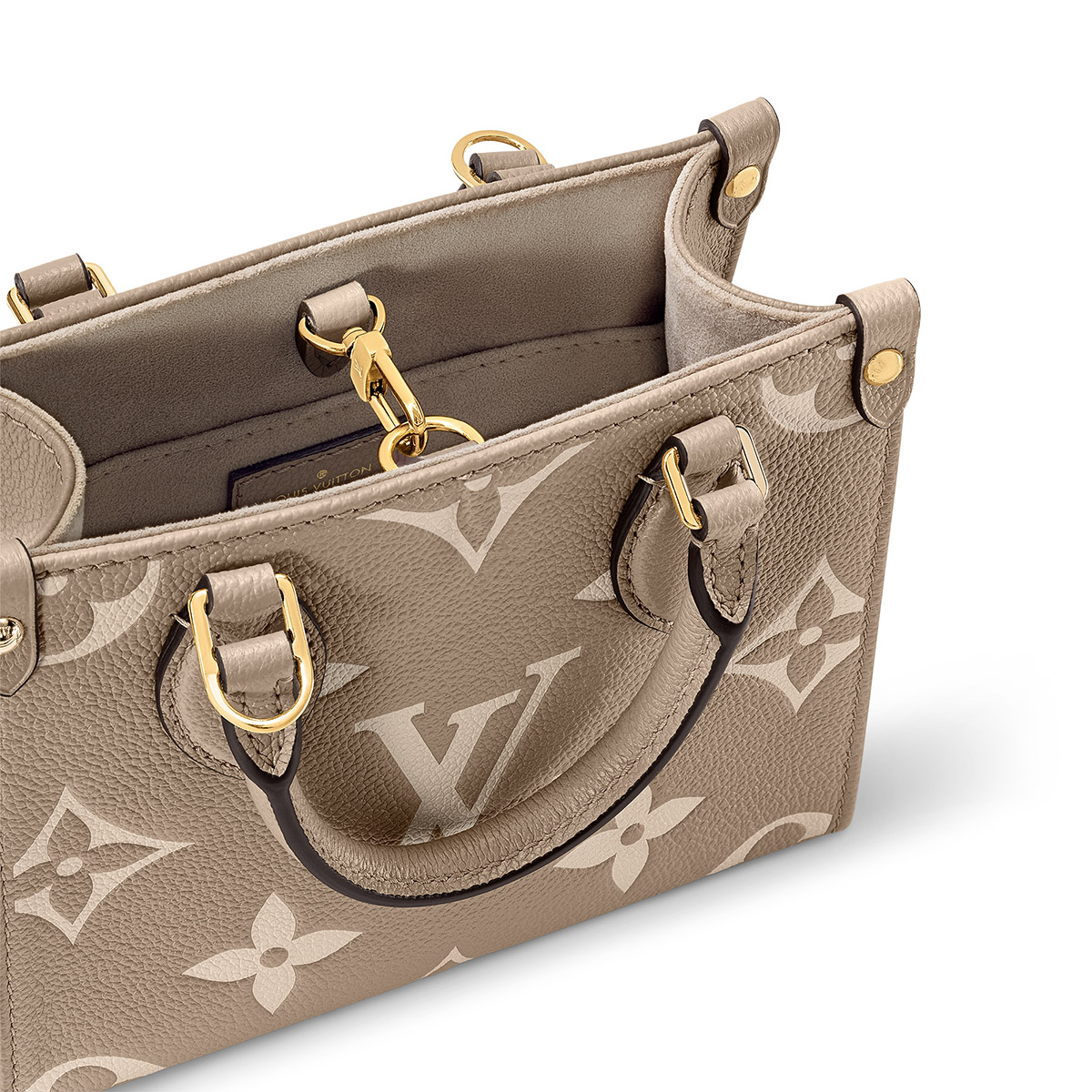 Louis Vuitton OnTheGo BB Toto Bag in Bicolor Monogram Empreinte Leather - Gray/Cream