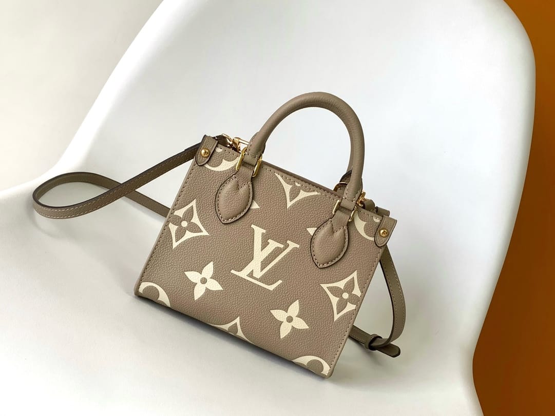 Louis Vuitton OnTheGo BB Toto Bag in Bicolor Monogram Empreinte Leather - Gray/Cream