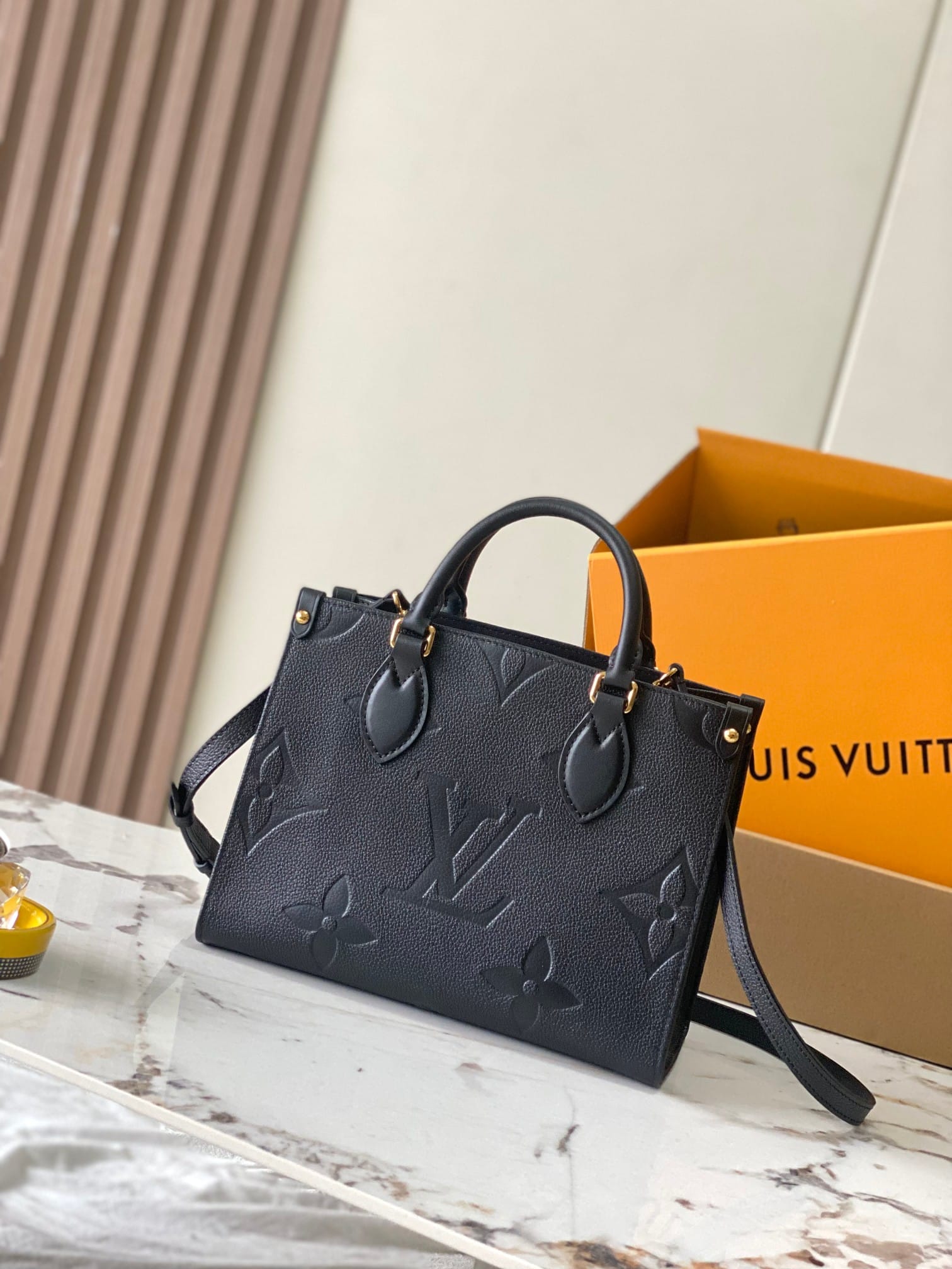 Louis Vuitton OnTheGo PM Toto Bag in Monogram Empreinte Leather - Black