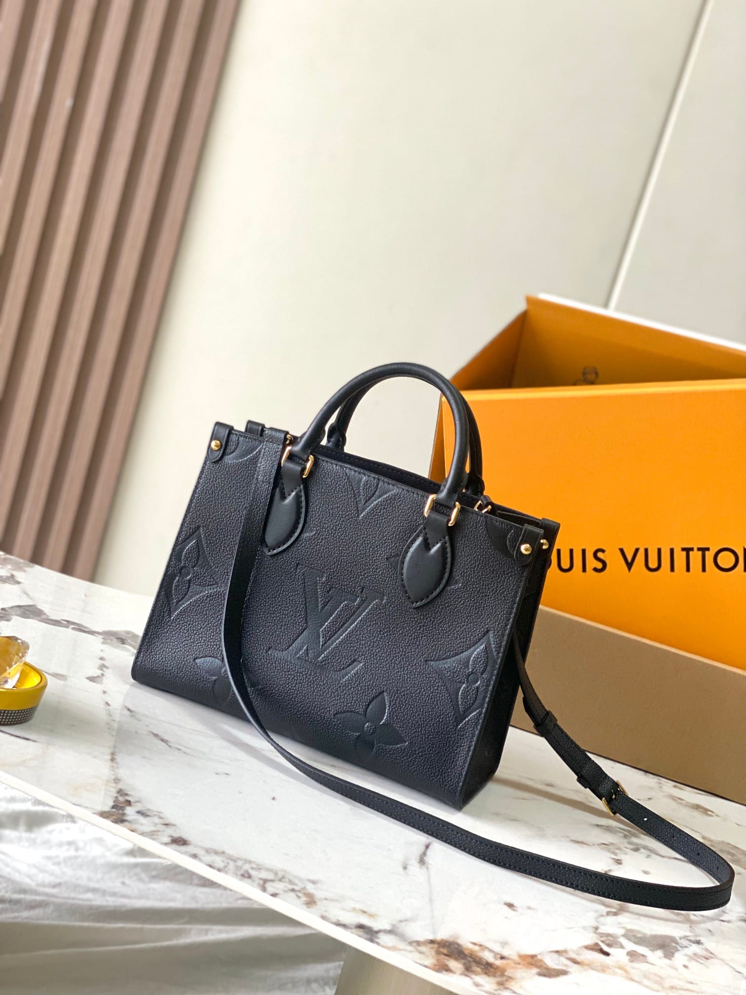 Louis Vuitton OnTheGo PM Toto Bag in Monogram Empreinte Leather - Black