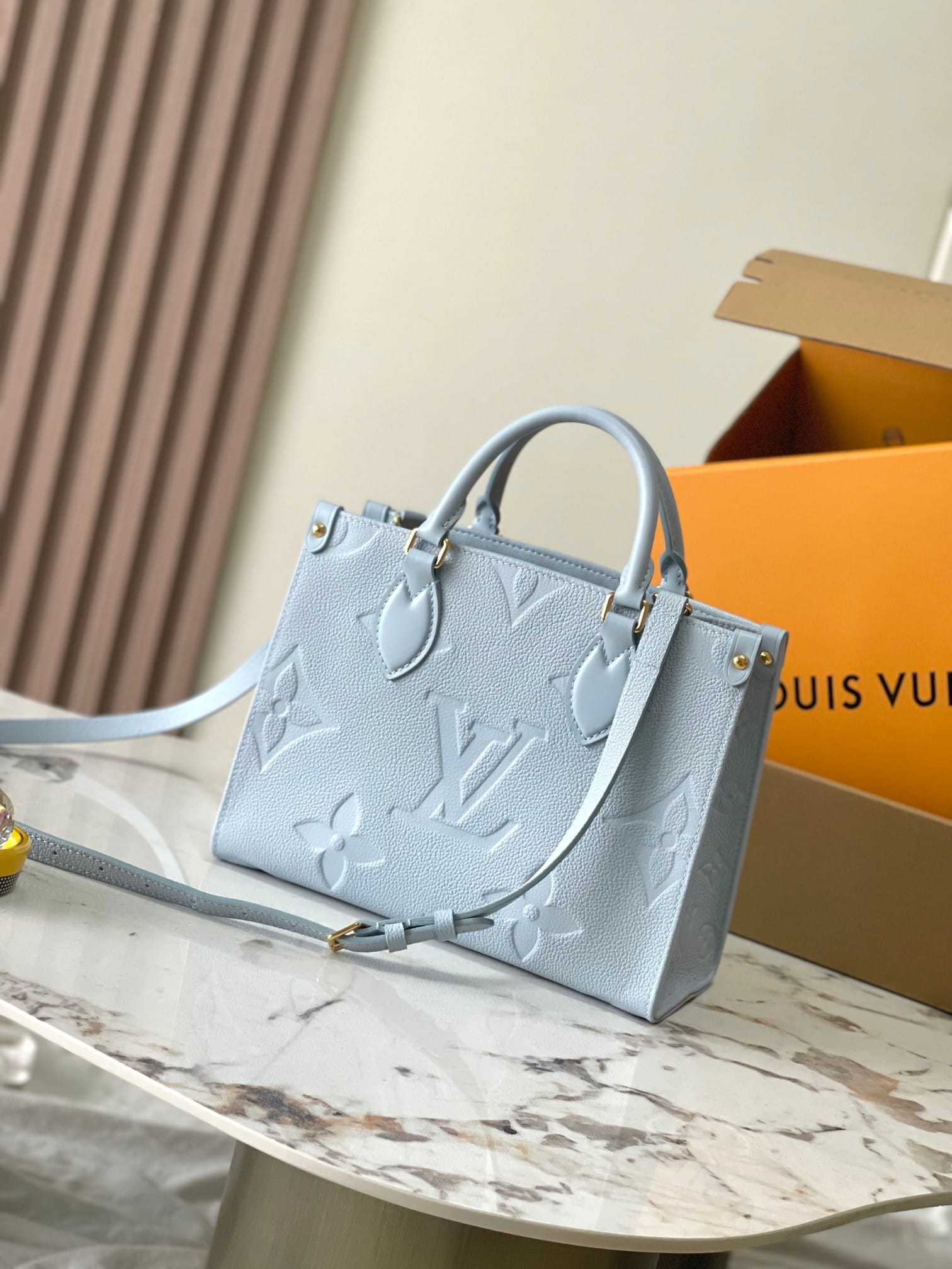 Louis Vuitton OnTheGo PM Toto Bag in Monogram Empreinte Leather - Blue