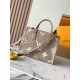 Louis Vuitton OnTheGo PM Toto Bag in Bicolor Monogram Empreinte Leather - Beige/Cream