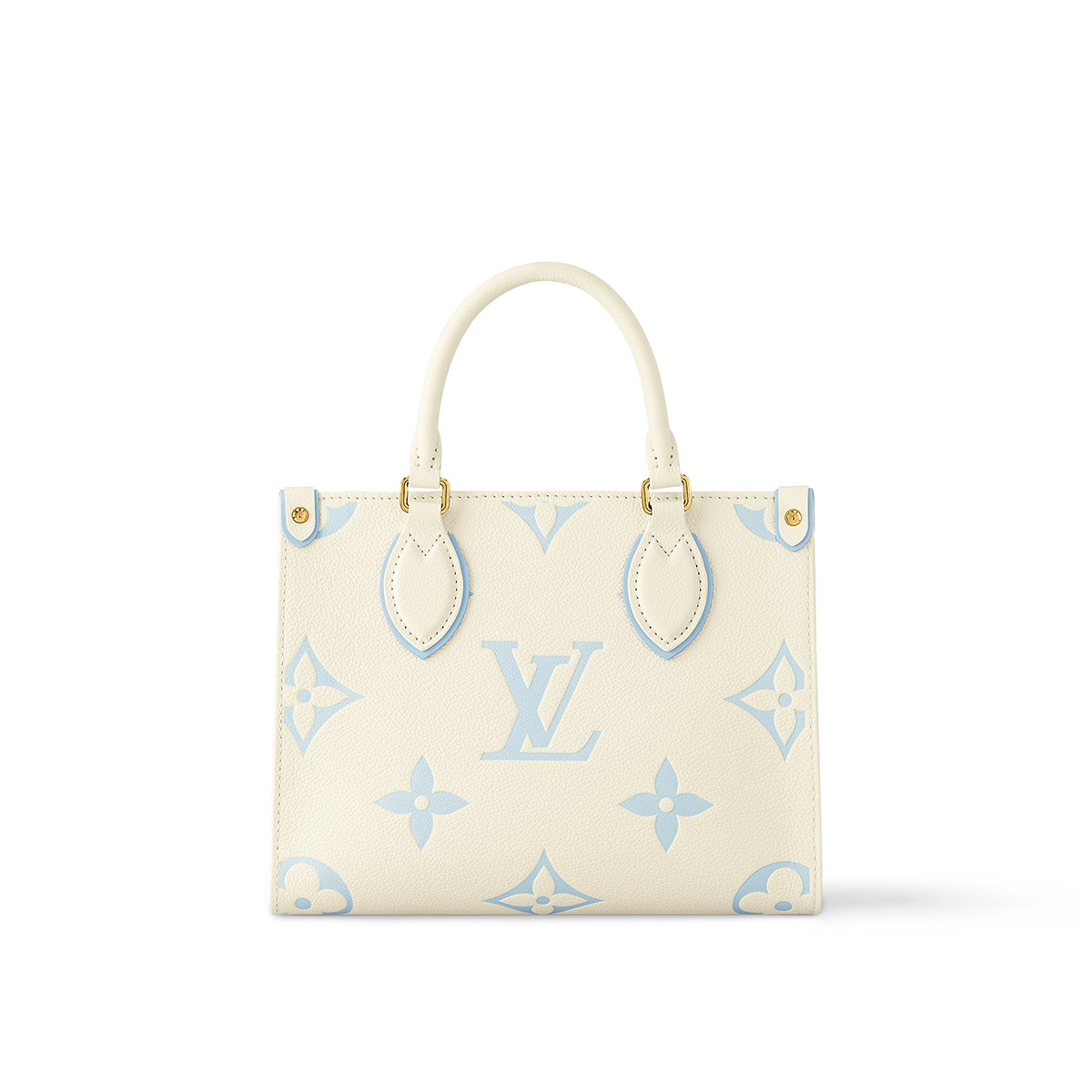 Louis Vuitton OnTheGo PM Toto Bag in Bicolor Monogram Empreinte Leather - Latte/Candy Blue