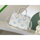 Louis Vuitton OnTheGo PM Toto Bag in Bicolor Monogram Empreinte Leather - Latte/Candy Blue