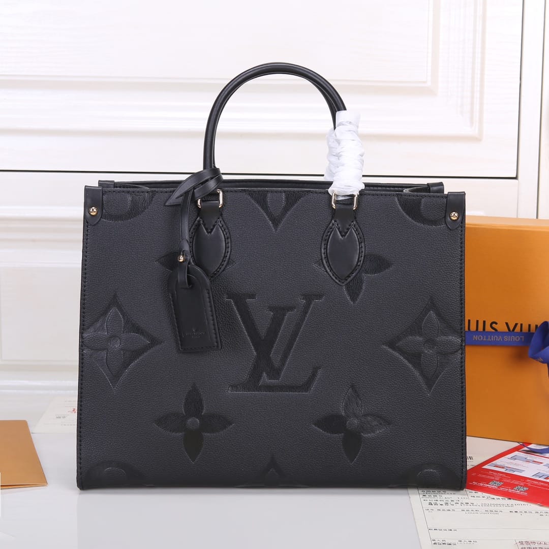 Louis Vuitton OnTheGo MM Toto Bag in Monogram Empreinte Leather - Black