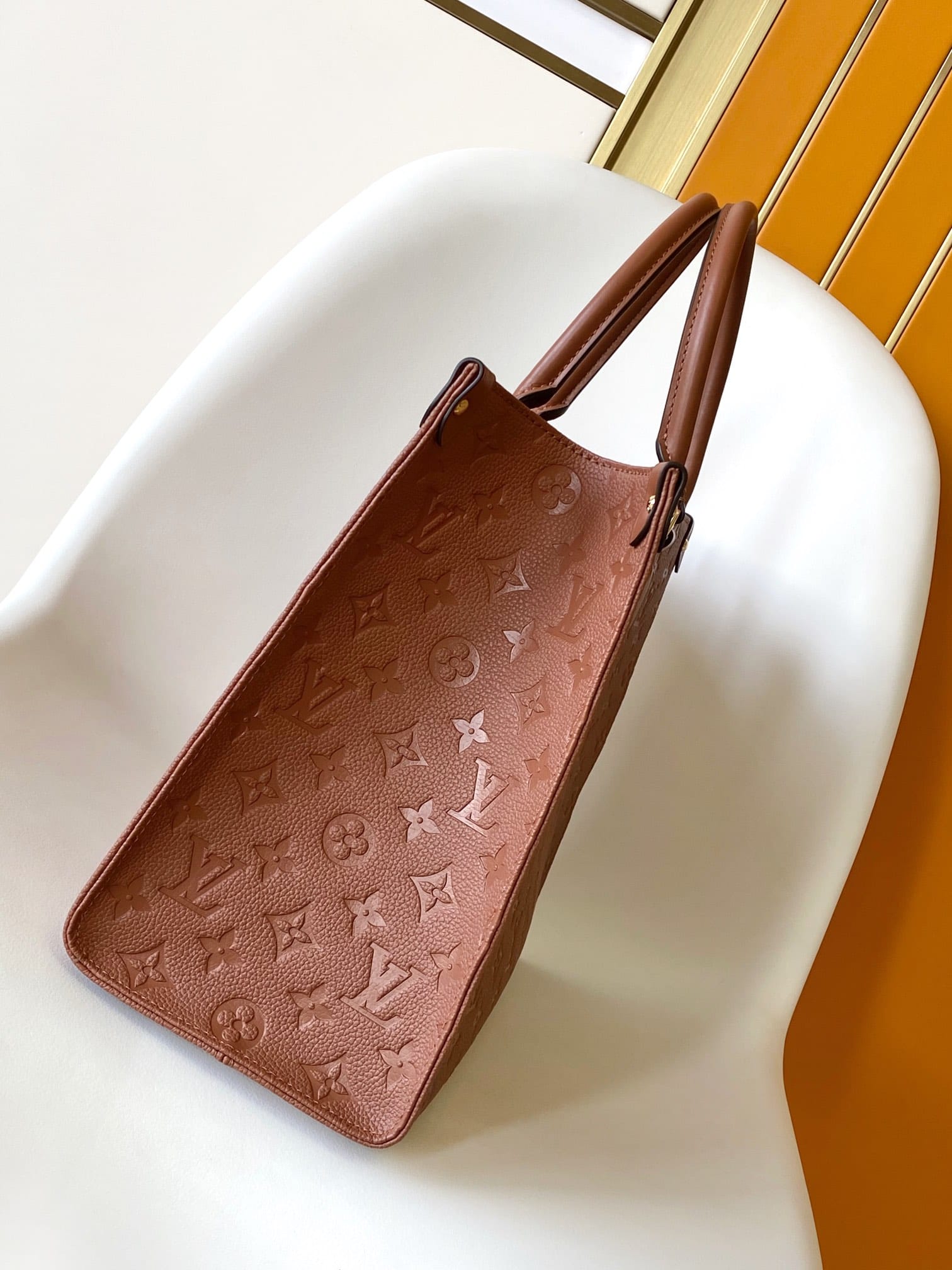 Louis Vuitton OnTheGo MM Toto Bag in Monogram Empreinte Leather - Cognac Brown