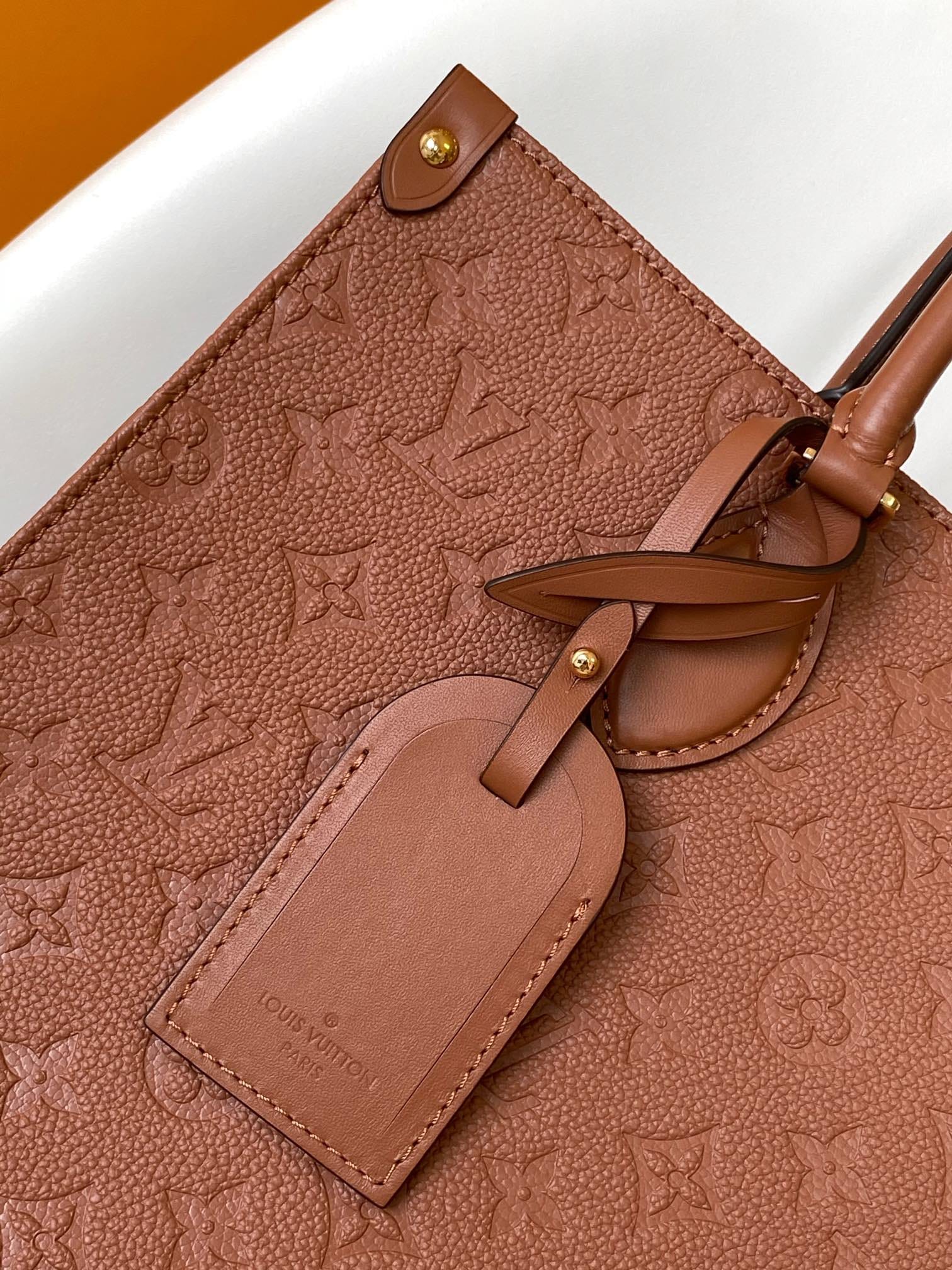 Louis Vuitton OnTheGo MM Toto Bag in Monogram Empreinte Leather - Cognac Brown