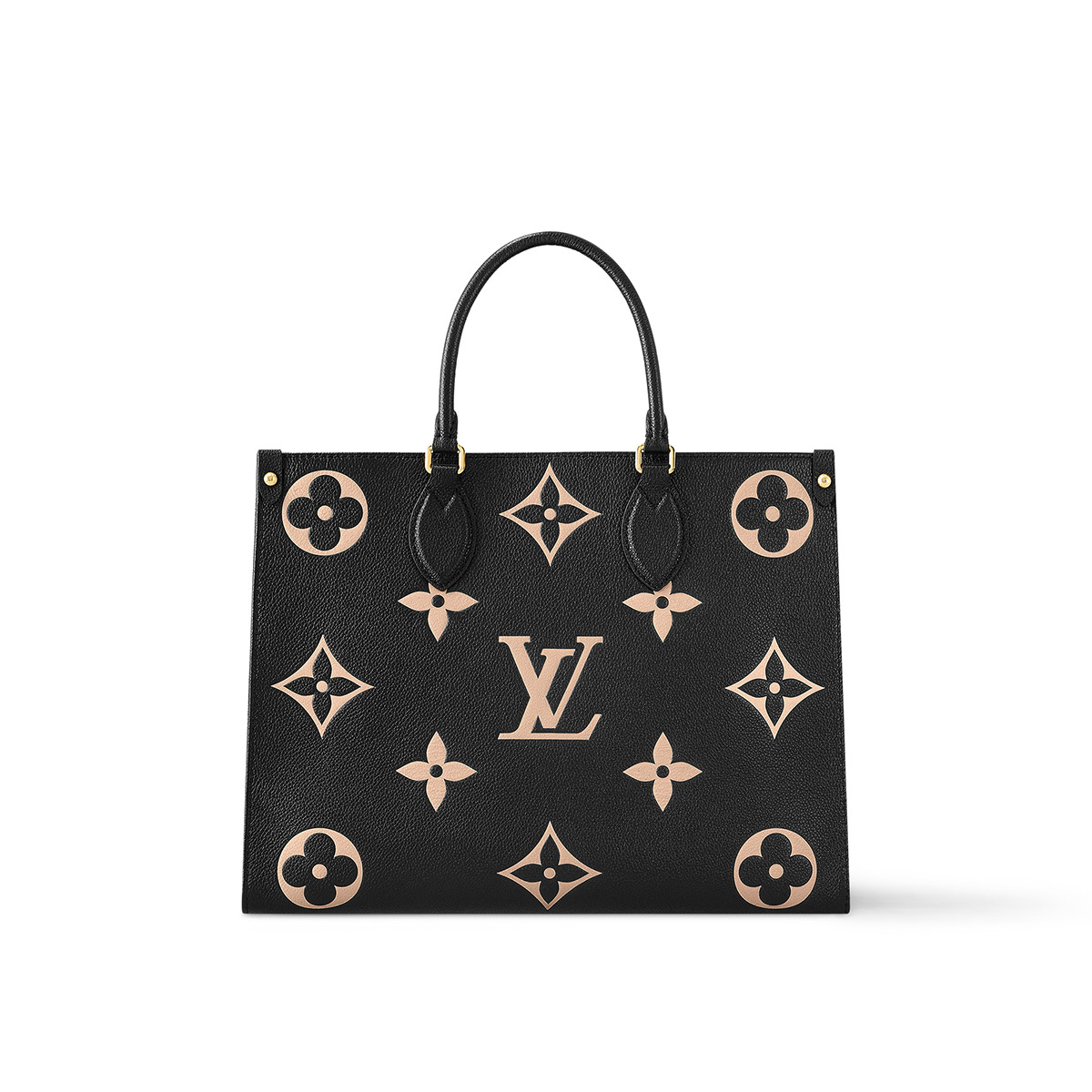 Louis Vuitton OnTheGo MM Toto Bag in Bicolor Monogram Empreinte Leather - Black/Beige