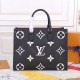 Louis Vuitton OnTheGo MM Toto Bag in Bicolor Monogram Empreinte Leather - Black/Beige