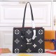 Louis Vuitton OnTheGo MM Toto Bag in Bicolor Monogram Empreinte Leather - Black/Beige