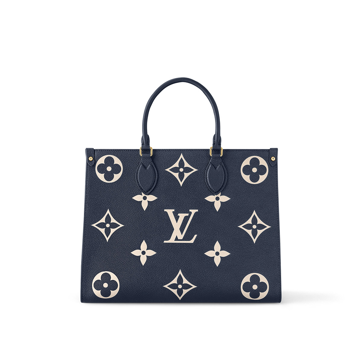 Louis Vuitton OnTheGo MM Toto Bag in Bicolor Monogram Empreinte Leather - Navy Blue/Cream