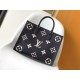 Louis Vuitton OnTheGo MM Toto Bag in Bicolor Monogram Empreinte Leather - Navy Blue/Cream