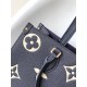 Louis Vuitton OnTheGo MM Toto Bag in Bicolor Monogram Empreinte Leather - Navy Blue/Cream