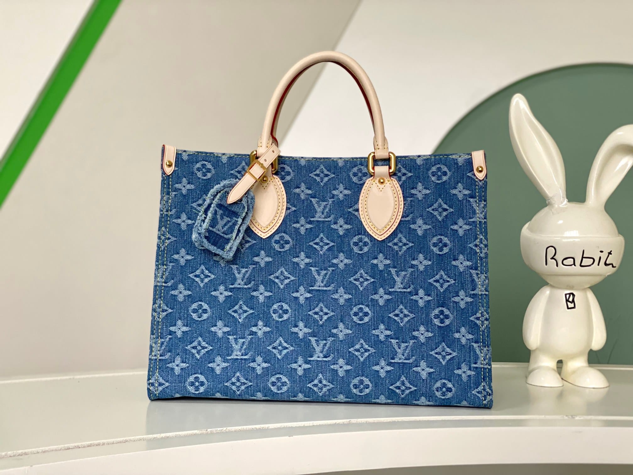 Louis Vuitton OnTheGo MM Toto Bag in Monogram Denim Canvas