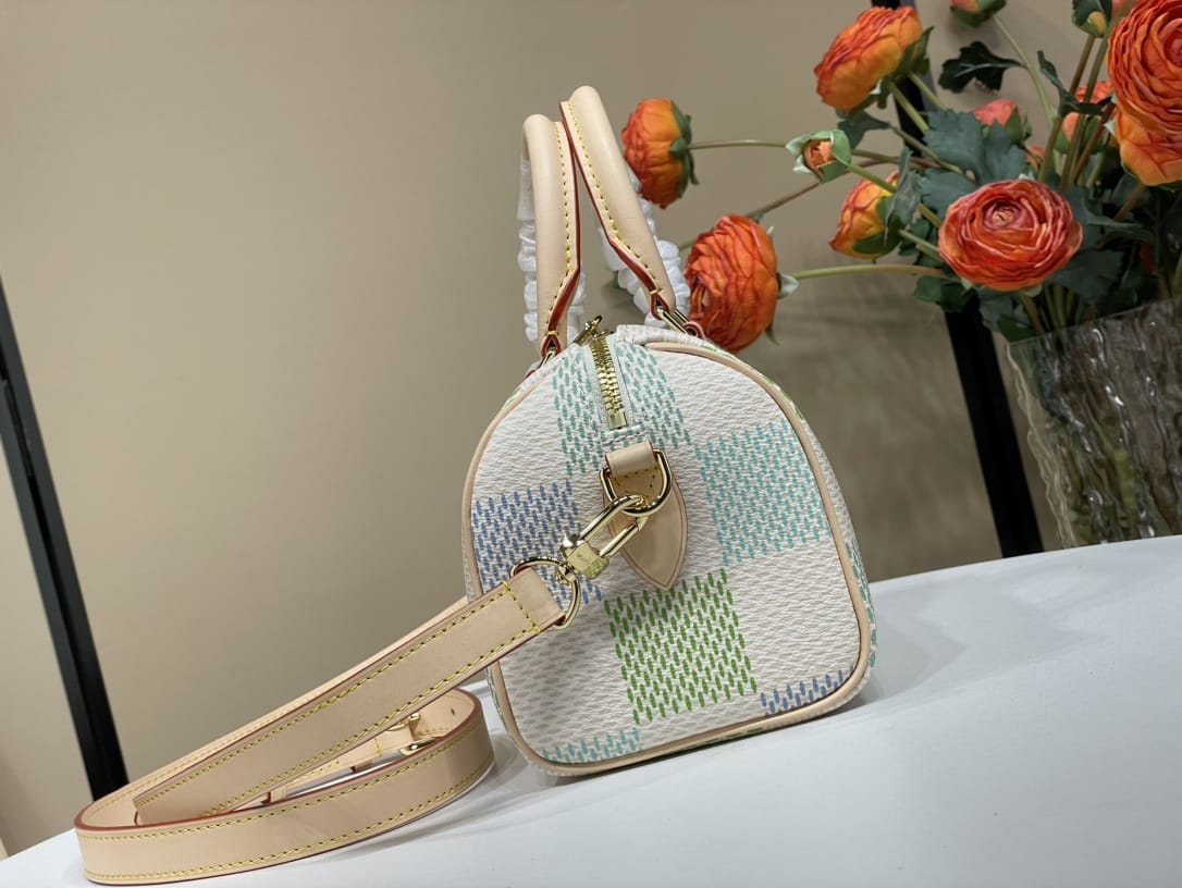 Louis Vuitton Speedy Bandoulière 20 Handle Shoulder Bag in Damier Giant Canvas - Pistachio